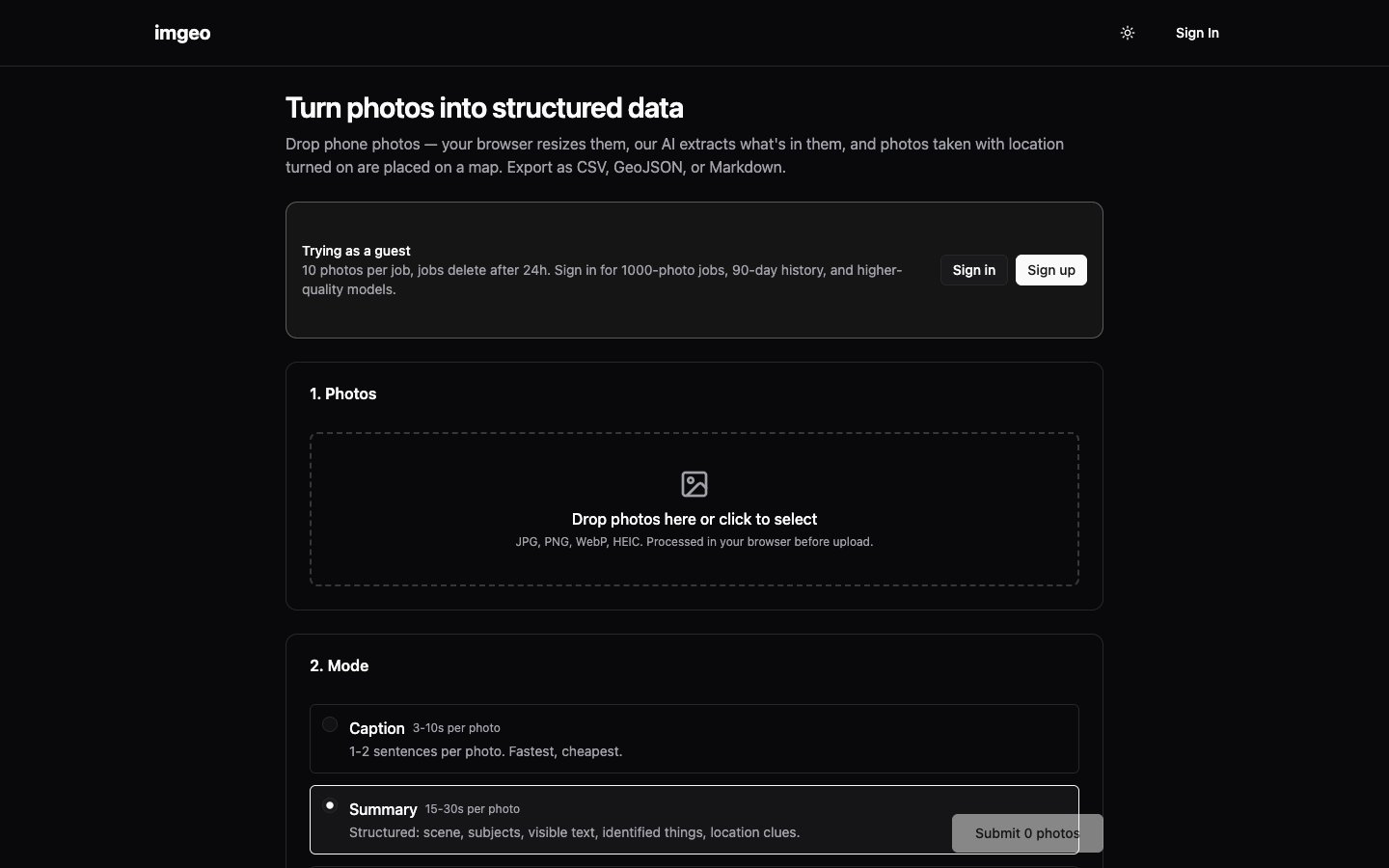 The ImGeo app: drop phone photos in and turn them into structured data