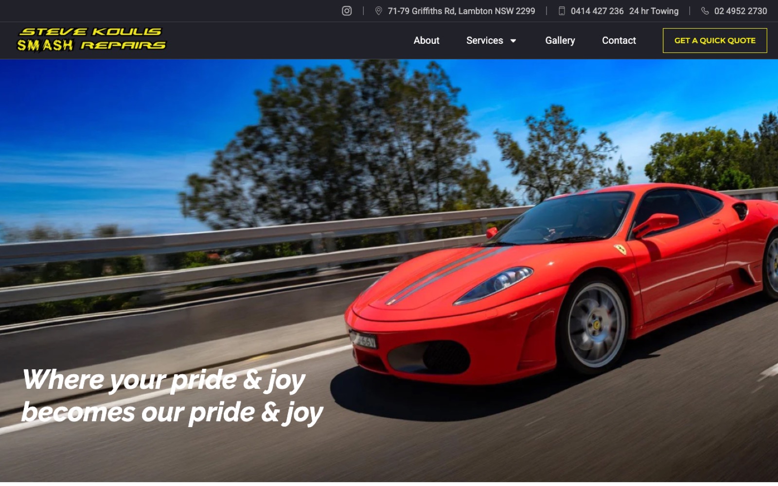 Steve Koulis Smash Repairs: Jezweb website